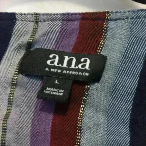 Womens L Officecore AN.A. wrap front striped metallic summer beachy Office Siren - Picture 2 of 9